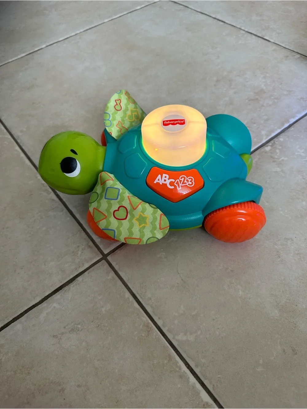 Fisher-Price Teal & Orange ABC 123 Turtle Pull Toy